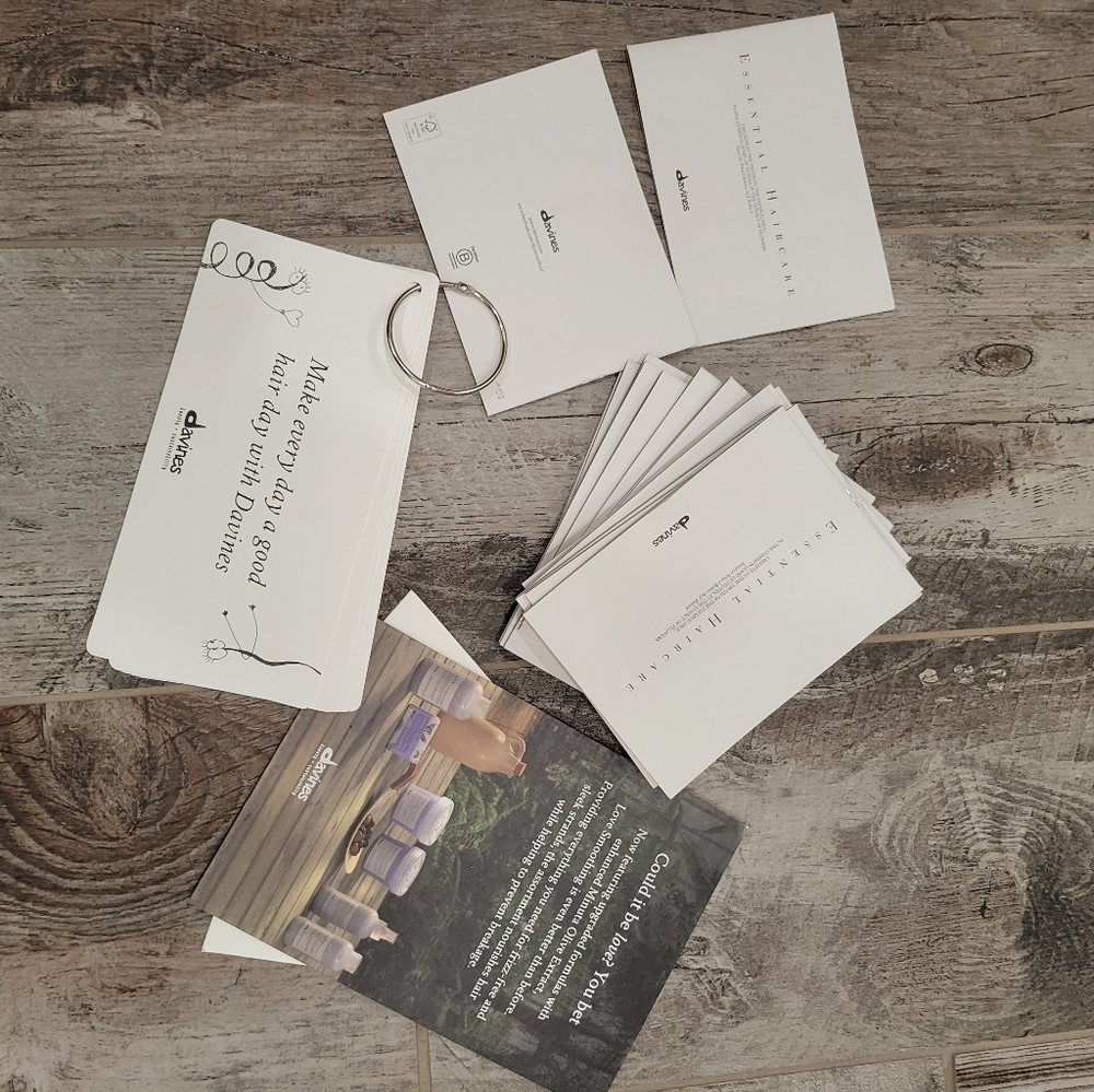 Davines retail sign and 16 essential  bookletsDavines  shelf talkers loveDavin
